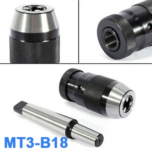 1/32"- 5/8" Lathe Mill Machine Drill Chuck Keyless Self Tighten w/MT3-B18 Arbor