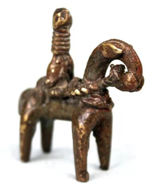 Art African tribal - Figure Miniature Antique Rider Bronze Sao - 4,5 CMS