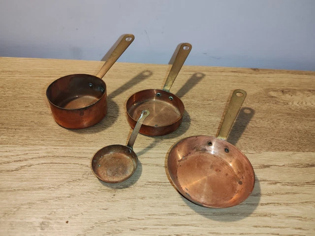 3 casseroles en cuivre étamé neuves (Ateliers du cuivre de Villedieu) - Arts de la table