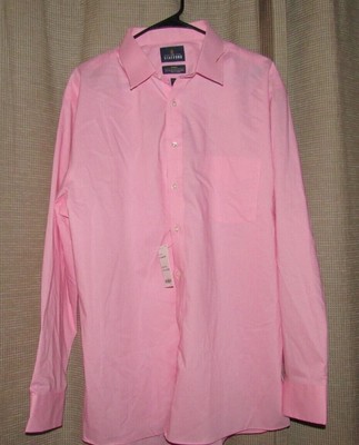 NWT New STAFFORD Mens XL 17 17.5-34/35 Pink Dress Shirt Easy Care Broadcloth