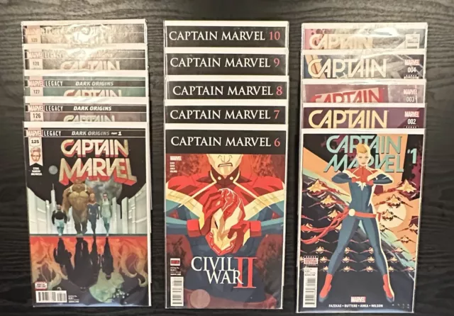 Marvel Comics: Captain Marvel Vol. 10 (2016) #1-10, #125-129 Complete Set