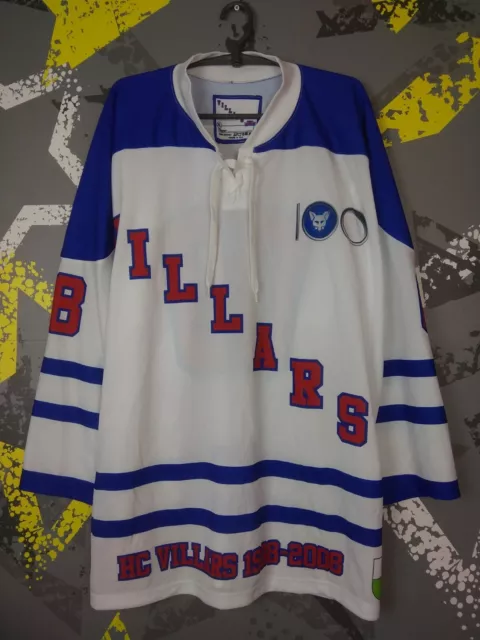 HC Villars Jersey Hockey Shirt White Blue Polyester Mens Size XL ig93