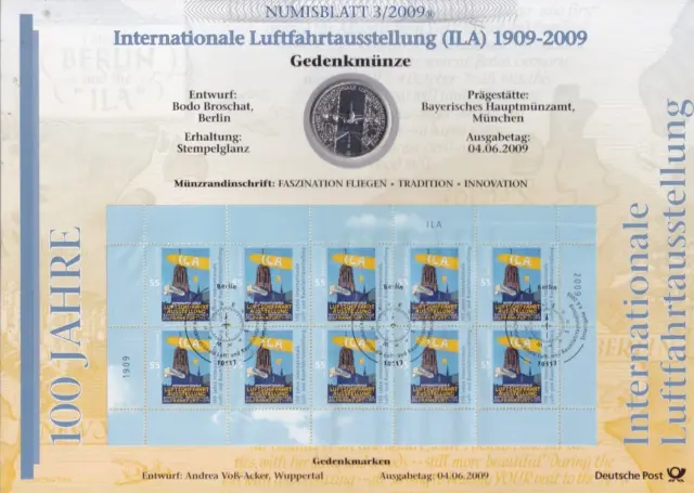 Luftfahrtausstellung - 10 Euro Silber 925 Ag (D) 3/2009 und 10 Sondermarken