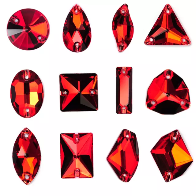 K9 Mixed Shapes Siam Crystal Sew On Rhinestone Flat Back Sewing Stone Glass Bead