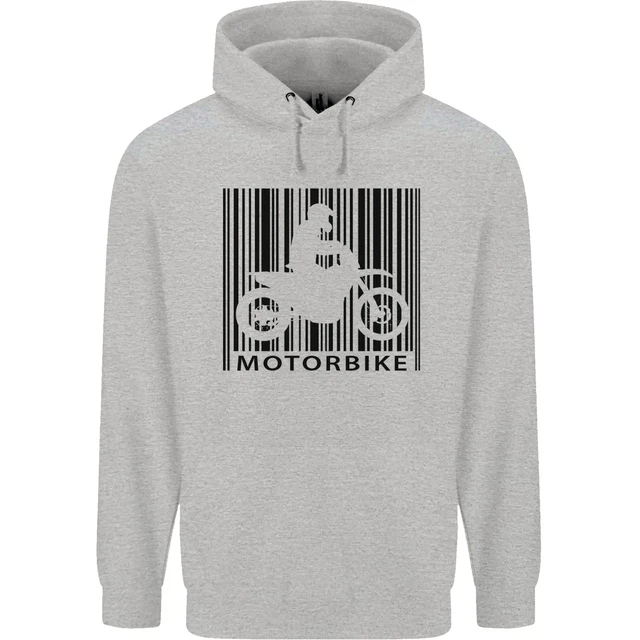 Felpa con cappuccio moto codice a barre biker da uomo 80% cotone