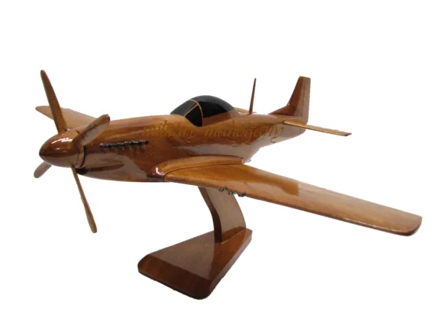 North American P-51 P-51D Mustang WWII Fighter Desk Wooden Mahogany Wood Model
