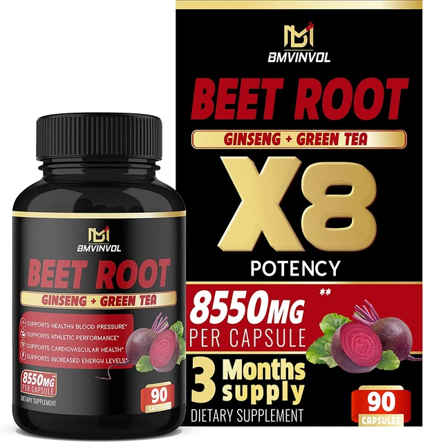 Beet Root Extract Capsules 8550Mg - Supports Blood Pressure, Digestive, Immune S
