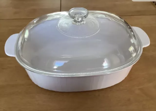 Pyrex 1.8 Liter Oval Clear Glass Casserole Dish With Lid Vintage
