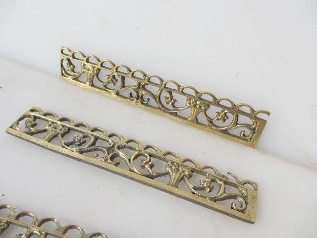 Vintage Brass Furniture Ormolu Trim Hardware Mount Old Spirals 6"W - £5each