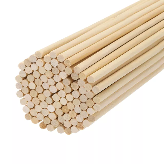 Round Wood Sticks 3/16"x4" Dowel Rod Unfinished Hardwood Stick Craft 100Pcs