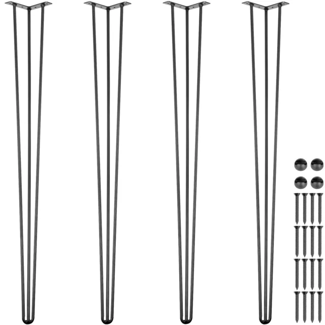 VEVOR Pieds de Table en Épingle à Cheveux 91,5 cm Kit de 4 pieds avec 3 Tiges