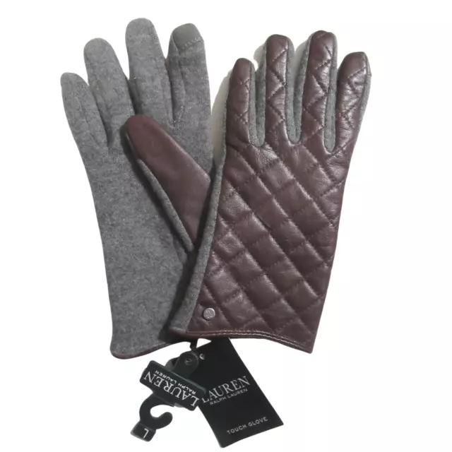 Womens Ralph Lauren Winter Gloves Touch Fingertip Operate Brown Gray NWT