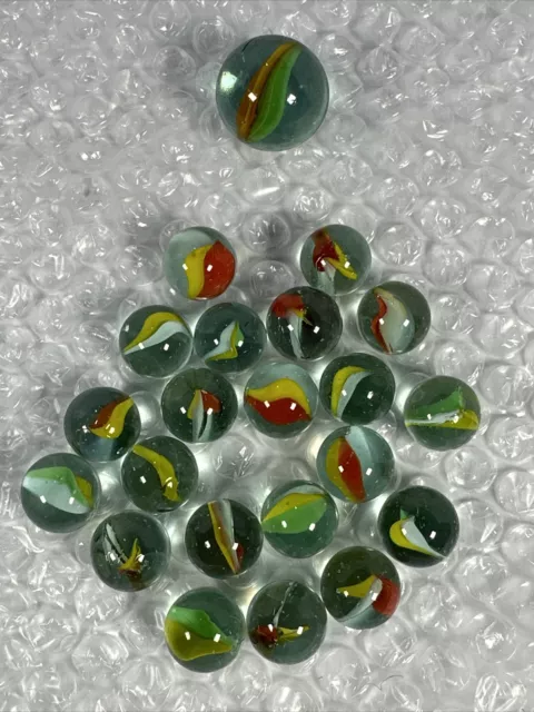 21 cat's eye swirl glass marbles | 1 Cat Eye Shooter Marble | 22 total