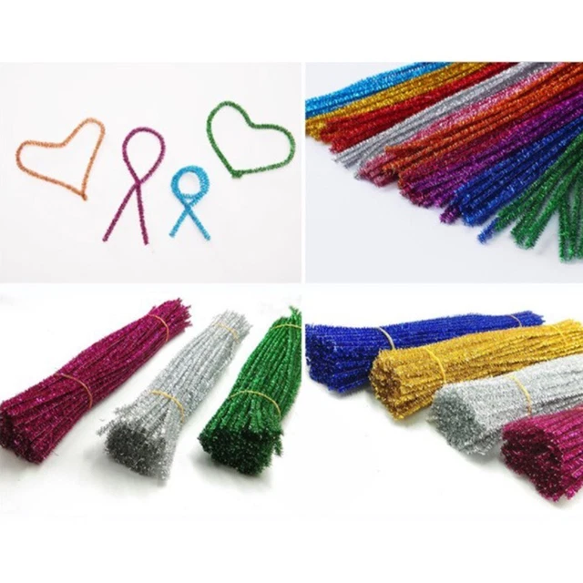 Fils Chenilles Loisirs Creatifs Lot De 200 Cure-pipes à Paillettes - Fil Chenille - 6 Mm X 30 Cm - Multicolore - Pour Travaux Manuels, Travaux Manuels, Décorations - Violet Cure Pipe