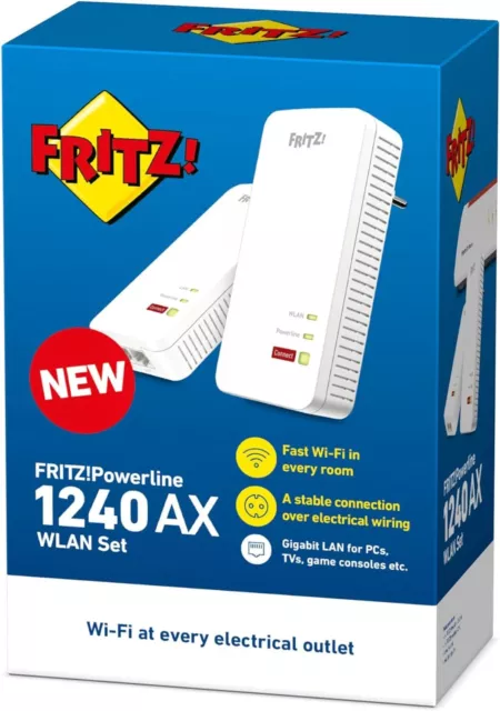 AVM FRITZ!Powerline 1240 AX WLAN Set Edition International, Extender Kit for Pow 2