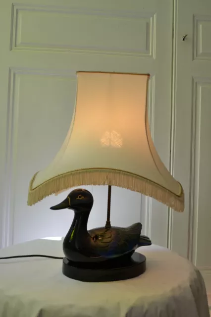 Jolie lampe de table canard en céramique Vintage