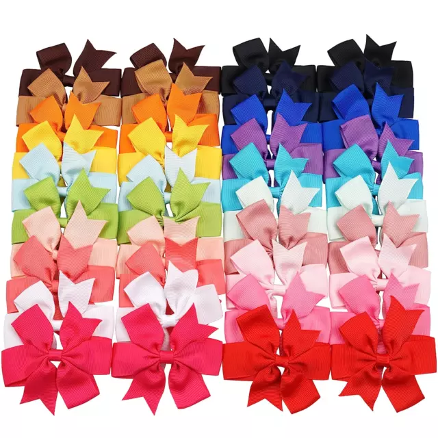 40 Pcs Lots Boutique Baby Girls Hair Bows Kids Alligator Hair Clips Pairs