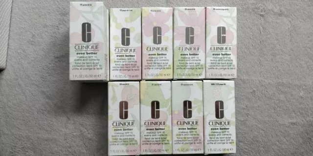 Clinique even better makeup SPF15 evens and corrects 30ml various shades