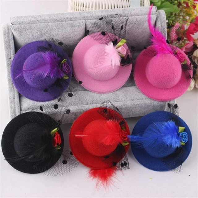 1pc Mini Floral Hat Barrettes Flower Decor Lace Fascinator Clip Kids Hair Access