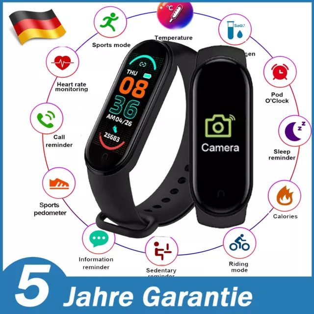 Bluetooth Smartwatch Fitnessuhr Armband Tracker Sport Schrittzähler Wasserdicht