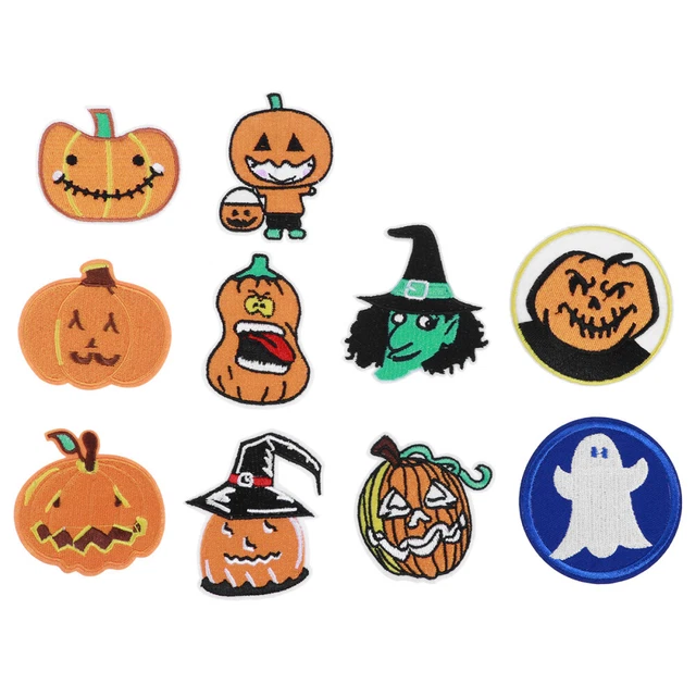 10 Pcs Cartoon Embroidery Patches Patched Jeans Cute Pumpkin Appliques