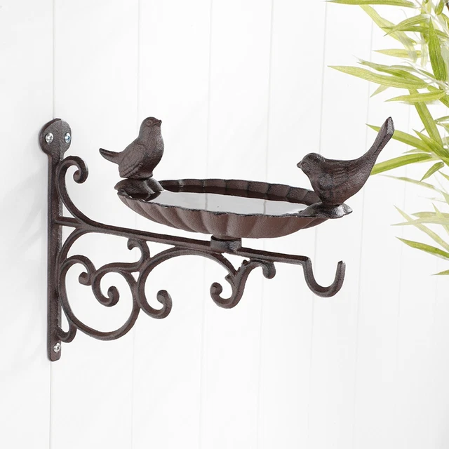 Vogelfutterstation Vogeltränke Wandmontage Vogelbad aus Gusseisen 2in1 2