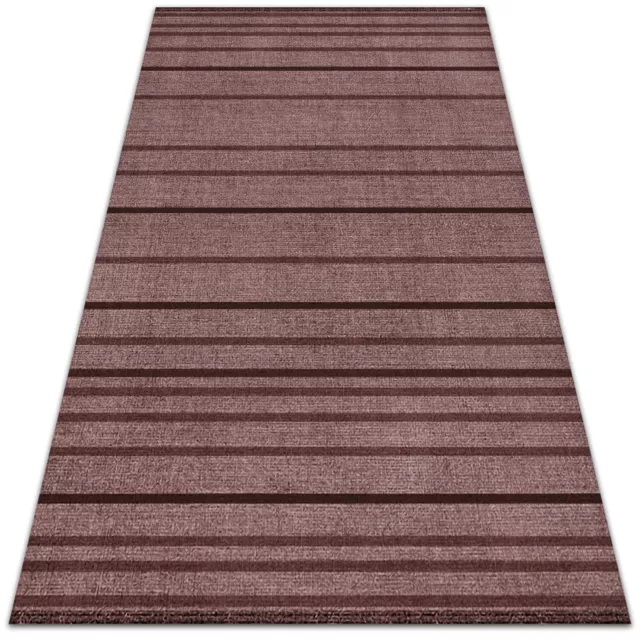 Outdoor Vinyl Large Rug Mat Carpet For Camping Terrace Brown stripes 120x180
