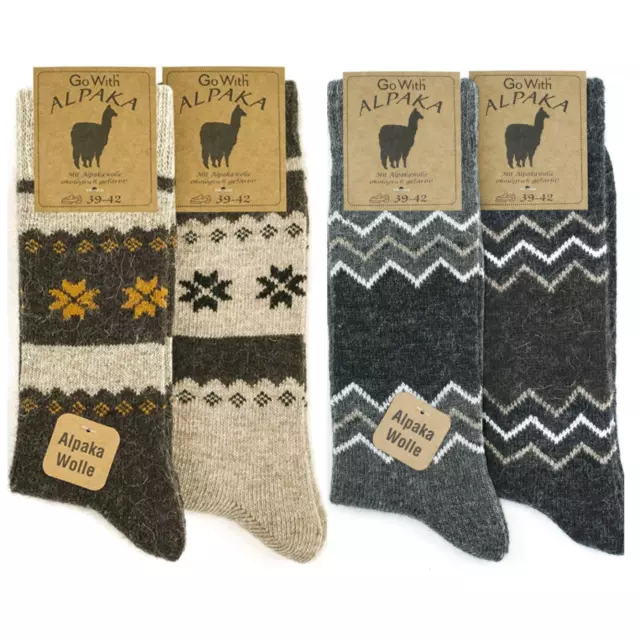 ALPACA WOOL Socks Mens Women's Christmas gift socks 2 Pairs pack winter socks