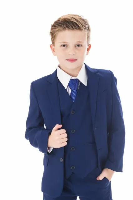 Festlicher Kinderanzug 5tlg. Kommunionanzug Jungen Anzug Tufanzug Hochzeit blau