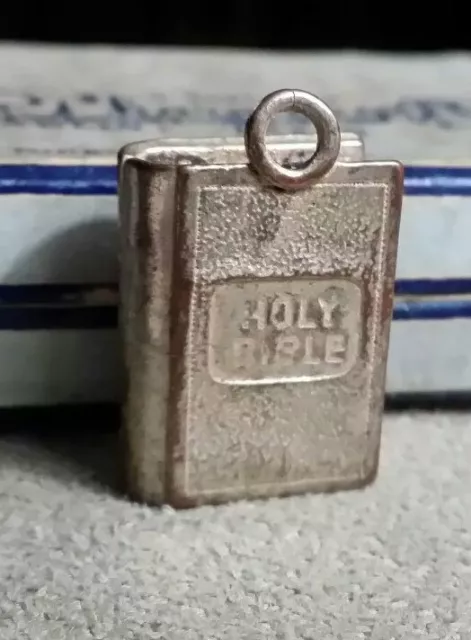 Vintage metal clad Holy Bible charm jewelry