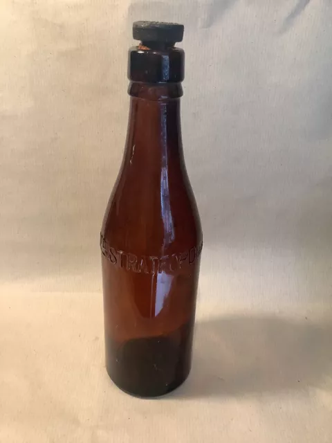 Vintage 1935 Flower & Sons Stratford On Avon Brown Glass Beer Bottle