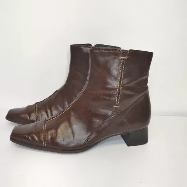 Paul Green Leather Ankle Boots Women's Size UK 4.5 US 7 Brown Handmade Austria