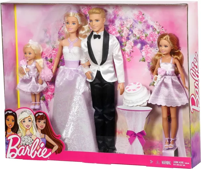 MATTEL BARBIE e Ken con Damigelle Set Wedding Day Bambole per