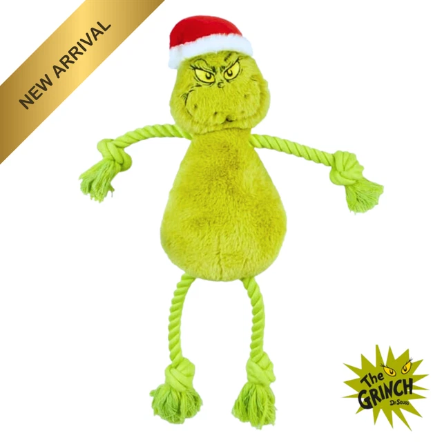 THE GRINCH DOG Rope Soft Chew Toy Activity Play Pet Christmas Stocking