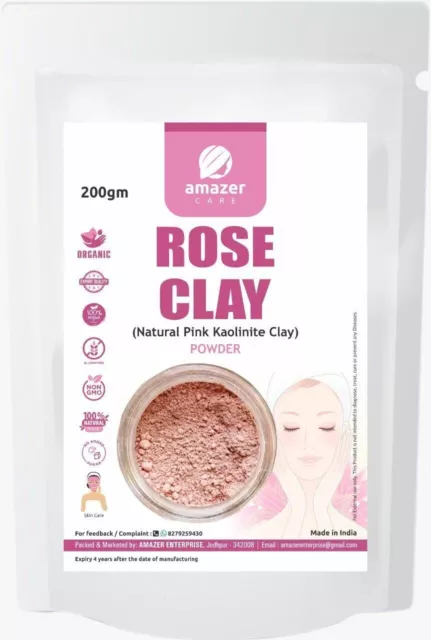 AmazerCare Rose Clay Powder para paquete facial con brillo instantáneo...