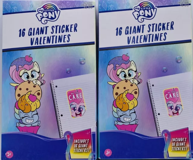 My Little Pony 16ct Giant Sticker Valentines 2 Box Bundle Class Exchange Cards