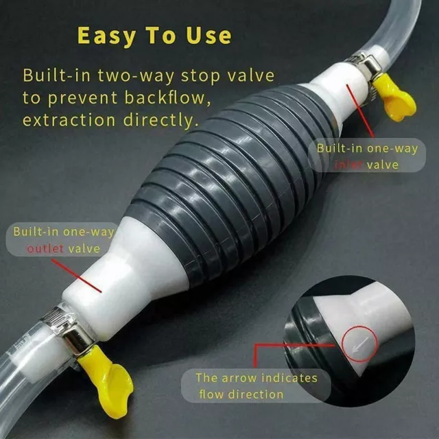 Car Manual Hand Water Oil Liquid Petrol Fuel Transfer Pump Siphon-Pipe Hose tool 3