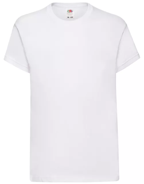 Kids Fruit Of The Loom Boys Girls White  School PE T-Shirt Plain Tee Casual Top