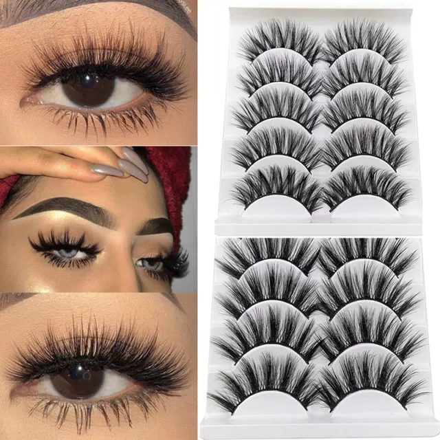 5 Pair Handmade Natural Long Thick Soft Fake False Eyelashes Handmade Makeup AU