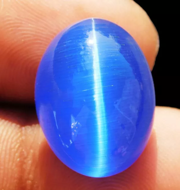 21.10 ct. Beautiful AAA+++ Natural Blue Cat's Eye Oval Cabochon  Loose Gemstone 3