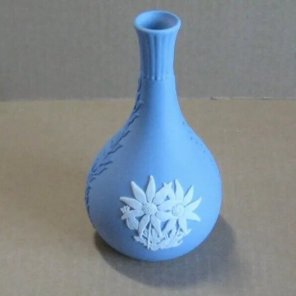 Wedgwood Blue & White Jasperware Australian Floral Bud Vase Ltd Edition