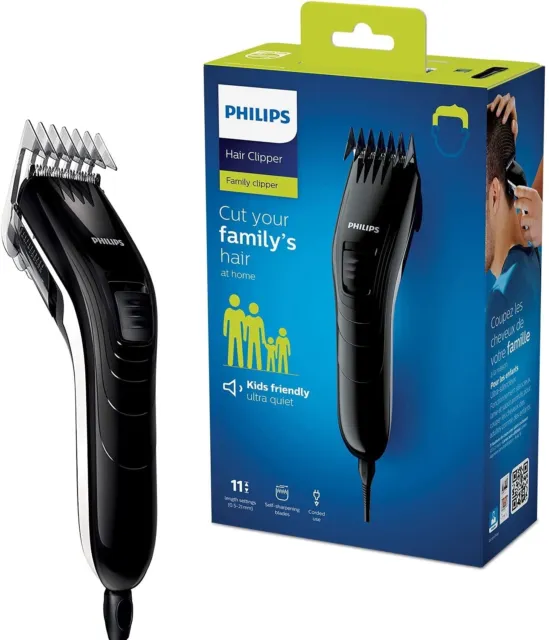 Philips Hair Clippers Mens Kids Boys Quiet Home Hair Cutting Kit Corded QC5115