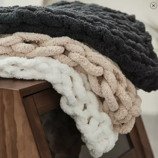 New Super Soft Knitted Chenille Chunky Yarn Blanket Throw Rug 130x160cm