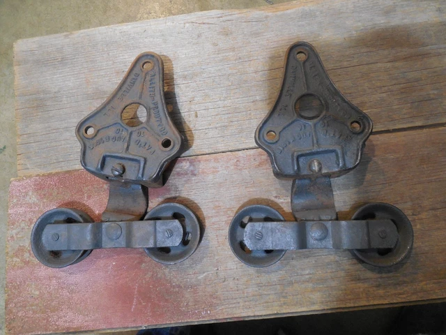 2 Antique Barn Door Roller Hanger Pulley Allith Prouty Sliding Old Vintage Track