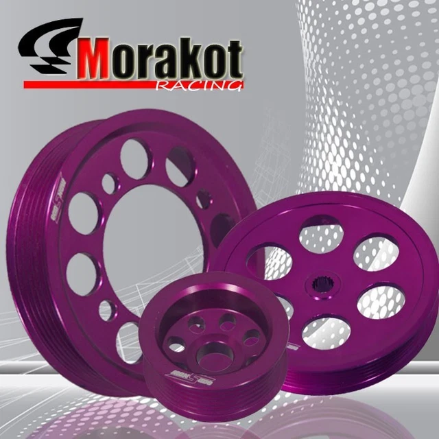 Supra 3.0L V6 JZA80 Engine Aluminum Underdrive Crank Pulley Wheel Set Kit Purple