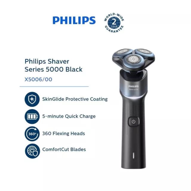 PHILIPS SkinProtect X5006 SkinGlide Tête flexible 360° Lames PowerCut USB