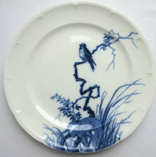 French Majolica plate Art Déco, LONGWY Japanese model: Bird perched on a branch