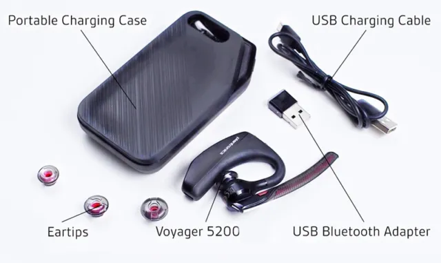 Plantronics Voyager 5200 UC Inteligente Sensor Auriculares Bluetooth Con Funda