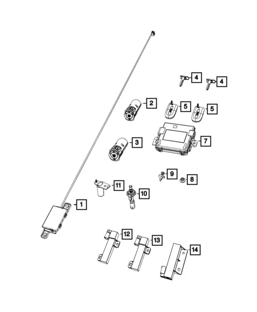 Genuine Mopar Integrated Key Fob Transmitter 68143505AC