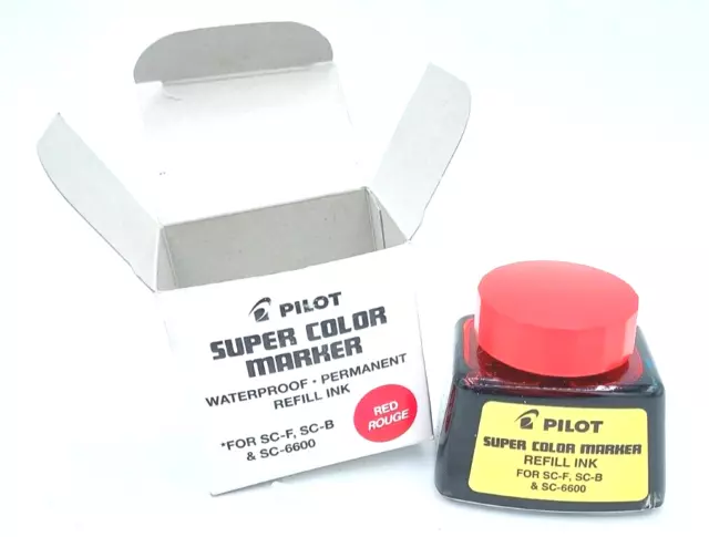 *NEW* Pilot Super Color Permanent Marker 1oz Refill Ink w/ Dropper, Red 43700